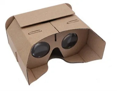 Photo colour carton virtual reality glasses headset for smartphones measuring 153mm by 83mm.