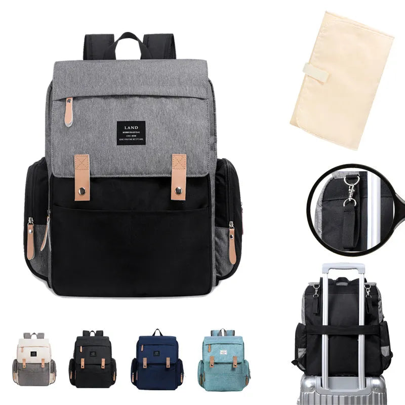 LAND large capacity oxford cloth diaper backpack with changing mat in various colours
