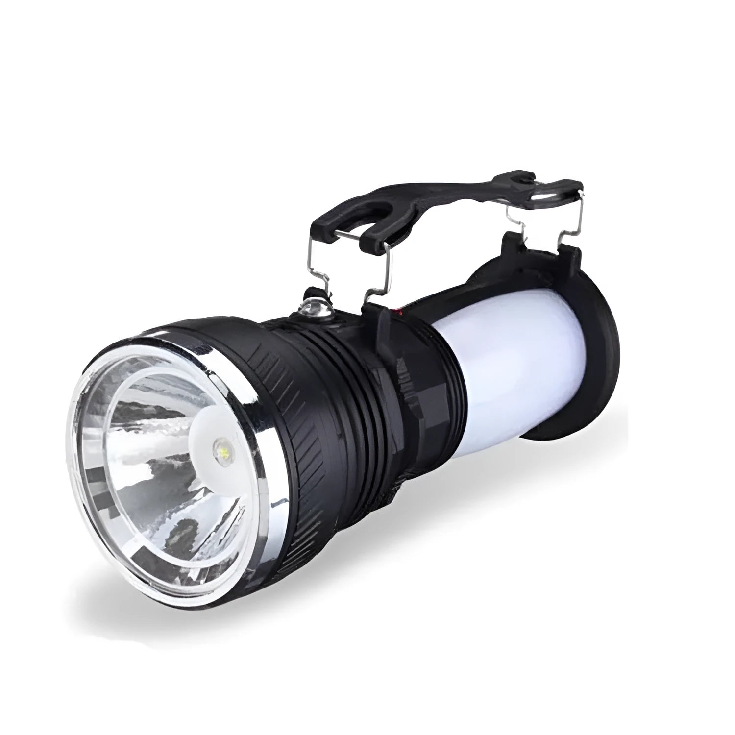 Black solar charging LED emergency flashlight with USB outlet