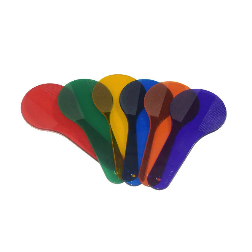 Six coloured PVC learning boards for children with red, yellow, blue, green, orange and purple options