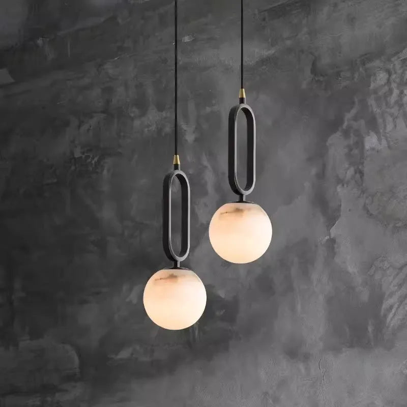 Nordic wall light marble shade copper frame black finish 15cm size on wall