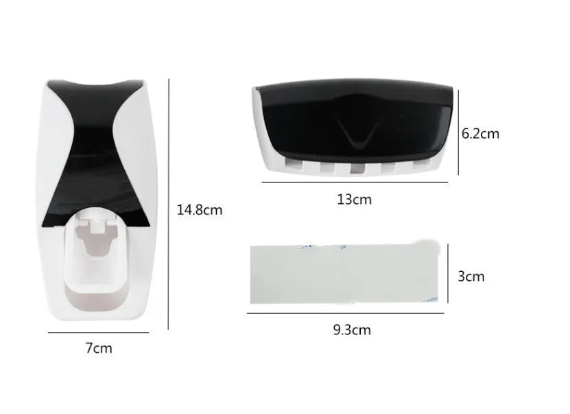White and wine red plastic suction cup toothbrush and toothpaste holder set for bathroom walls.