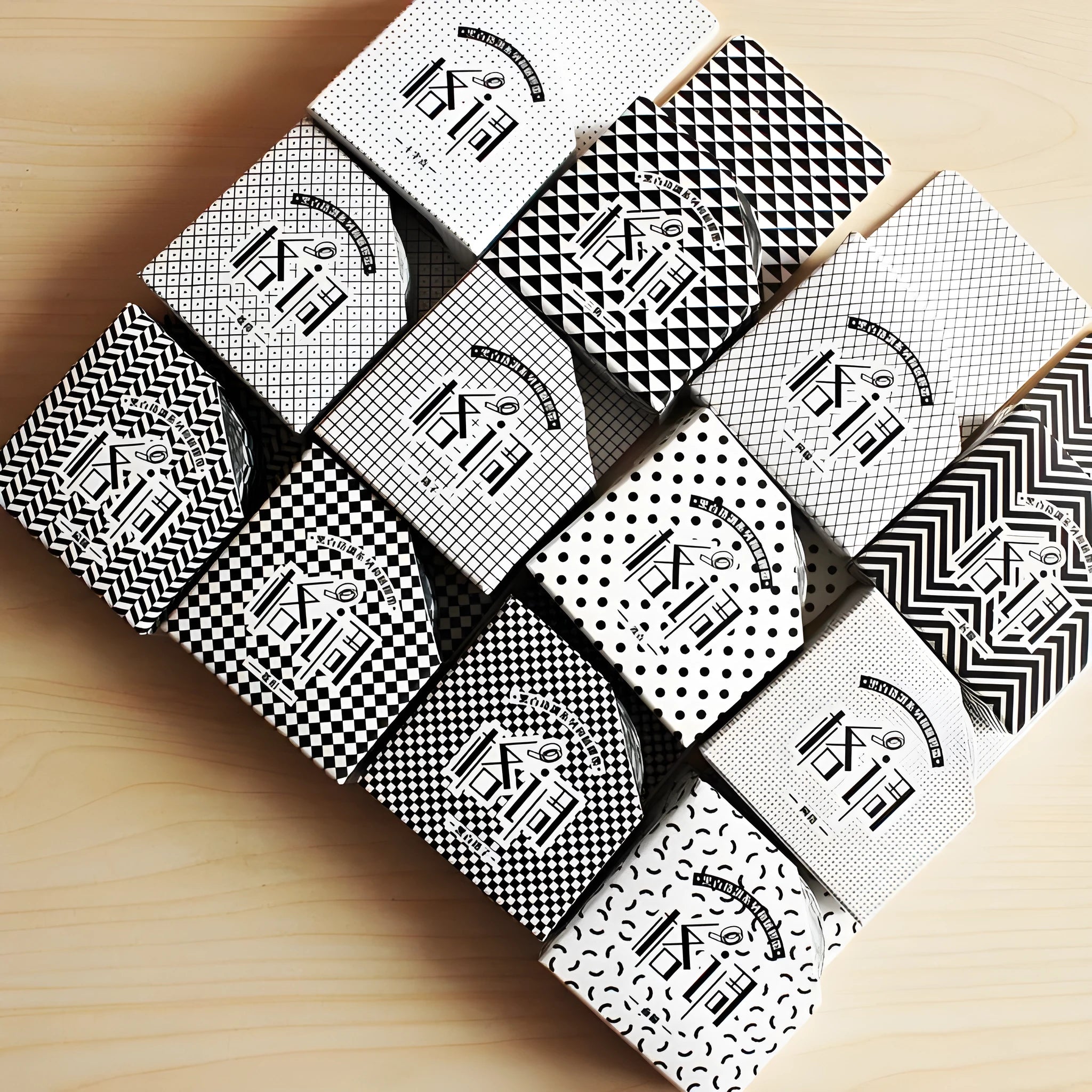 Roll of decorative paper tape showing Lattice, Wave point, and Weave patterns, labelled 15mm wide by 7 metres long.