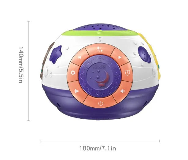 White starry sky night light projector for children with colour-changing lights and sound functions