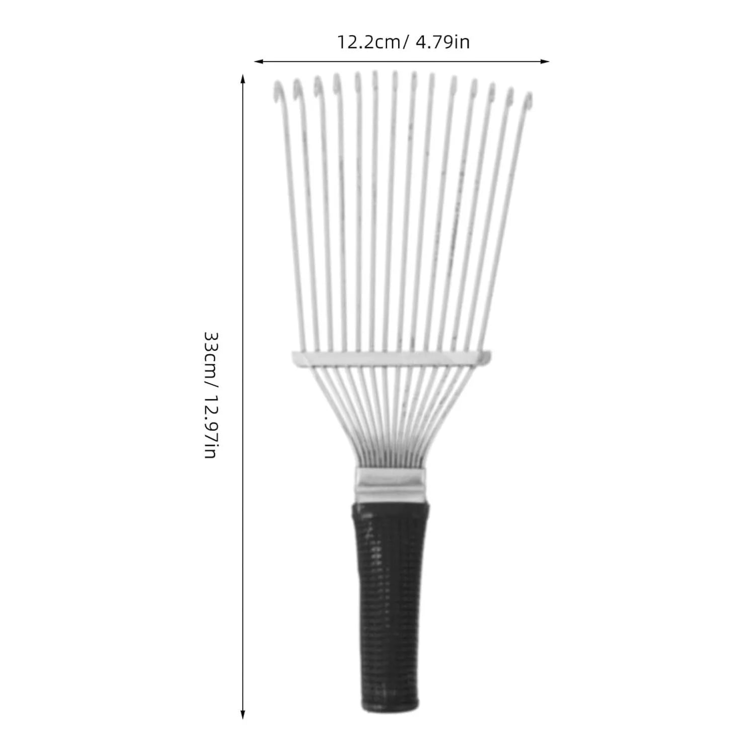 Black stainless steel grooming rake comb for horses and dogs measuring 33cm