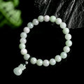 Jade flower bracelet with 8mm diameter floral centrepiece and adjustable unisex fastening