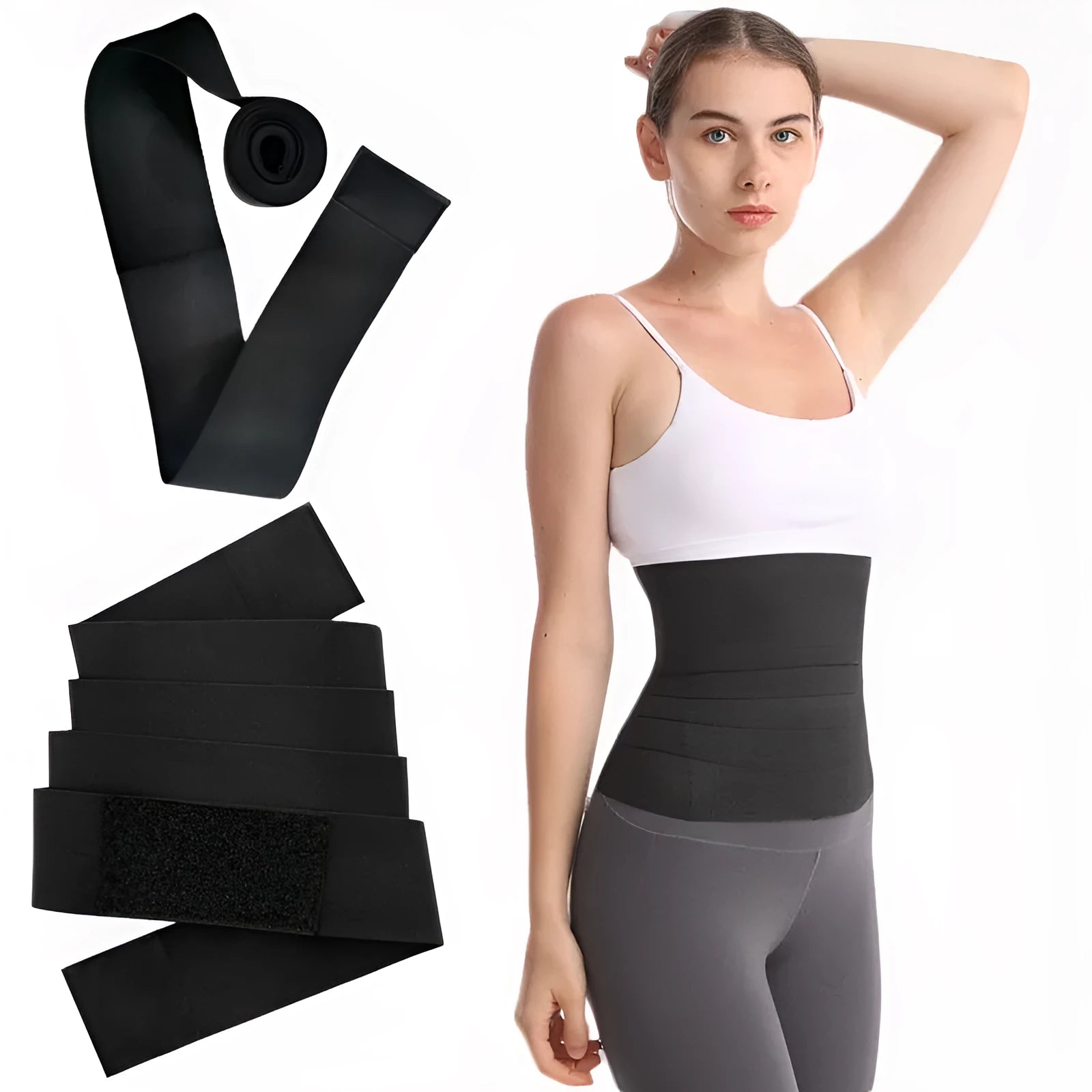 Women's waist trainer exercise belt with latex silk fabric in multiple length options