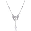 S925 sterling silver butterfly heart clavicle necklace with adjustable 40-45cm O-ring chain