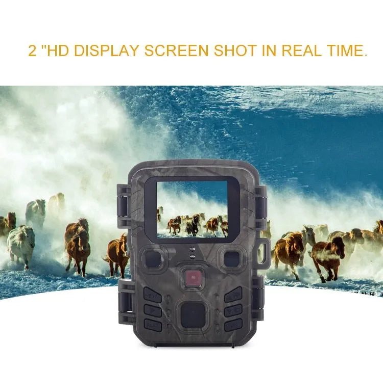 Black infrared night vision monitoring device with 12MP resolution and TF card storage slot