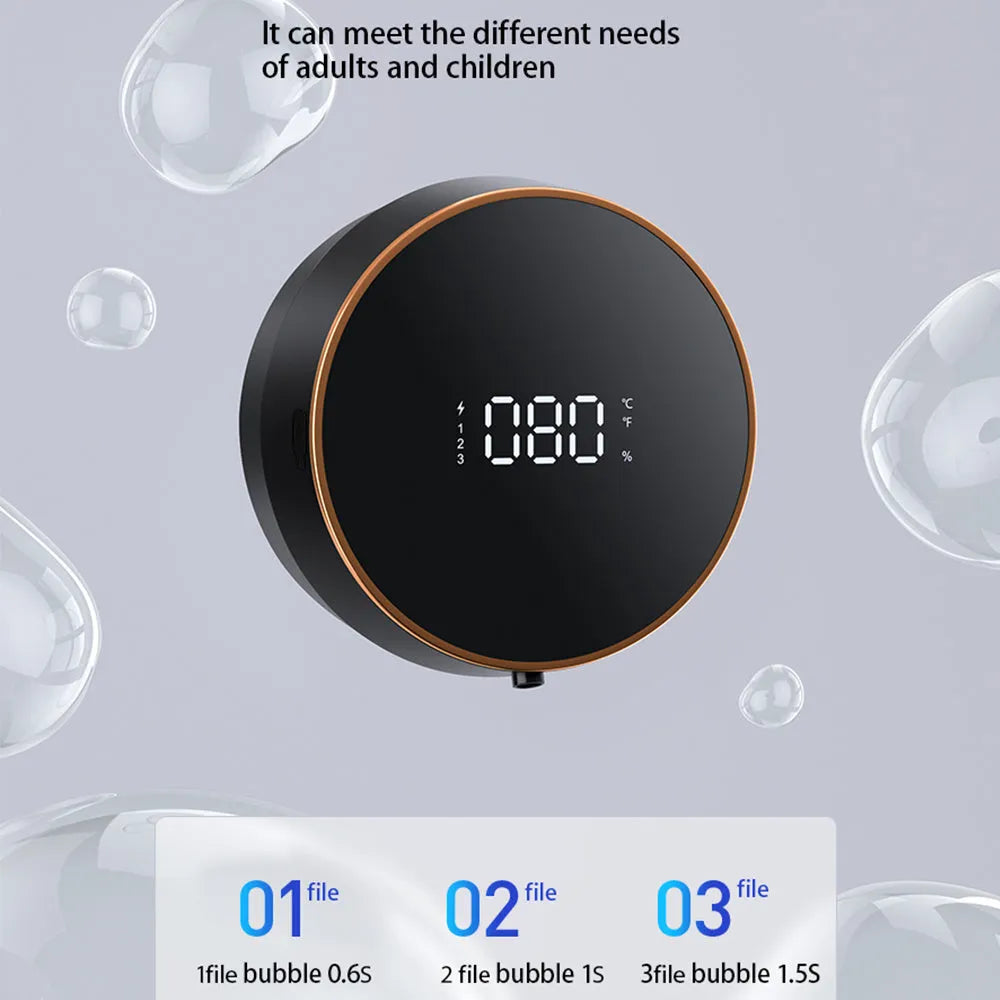 Black wall mounted auto sensing foam soap dispenser with USB charging port