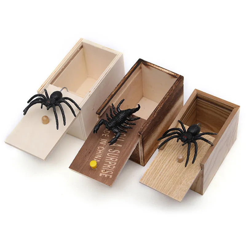Wooden prank scare box with jumping animal surprise for April Fools' jokes