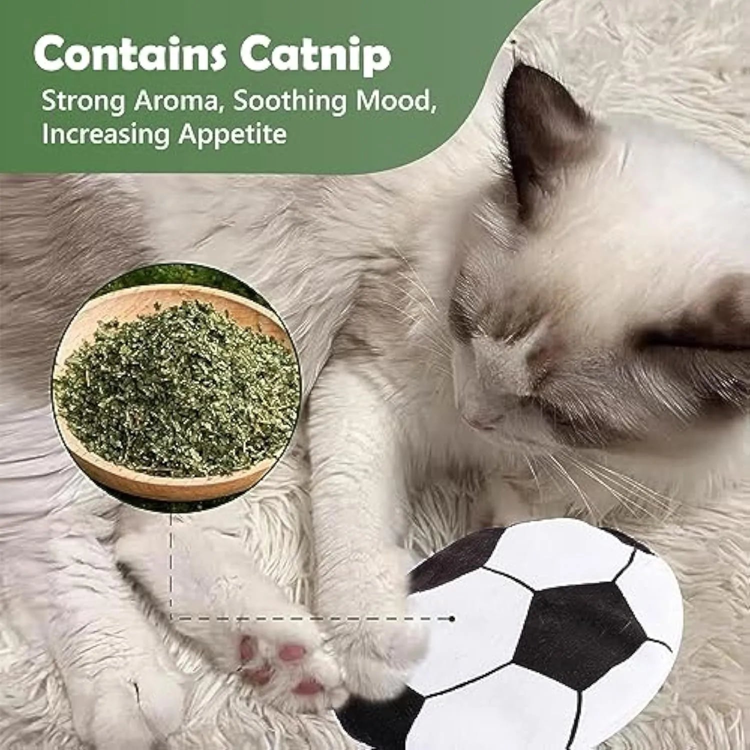 Catnip flying disc toy with crinkle sound in sports ball design for indoor cats