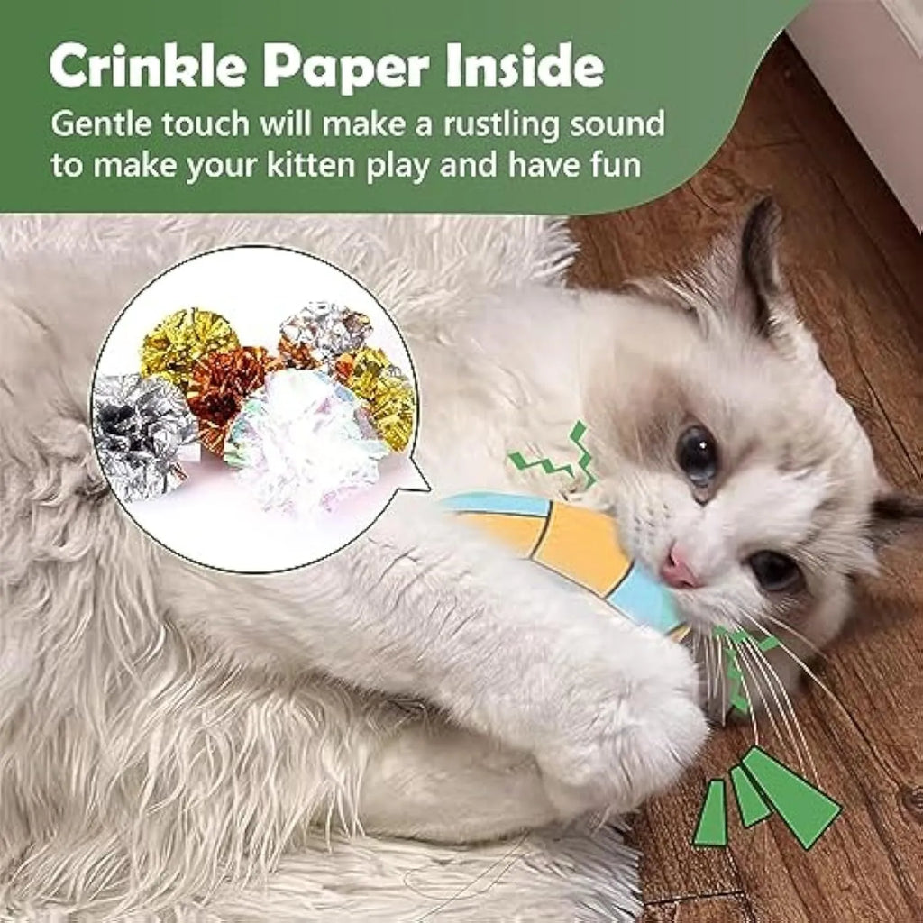 Catnip flying disc toy with crinkle sound in sports ball design for indoor cats