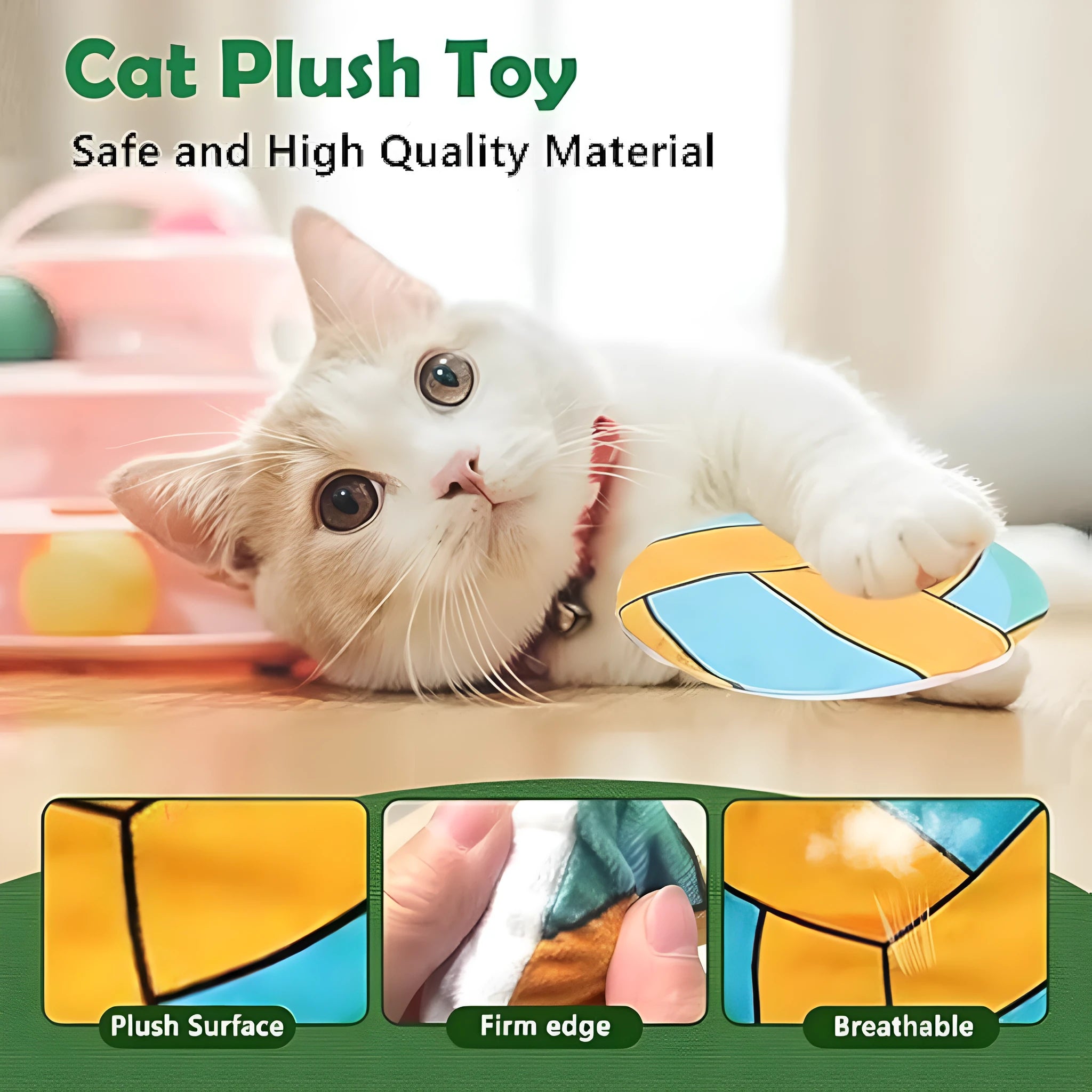 Catnip flying disc toy with crinkle sound in sports ball design for indoor cats