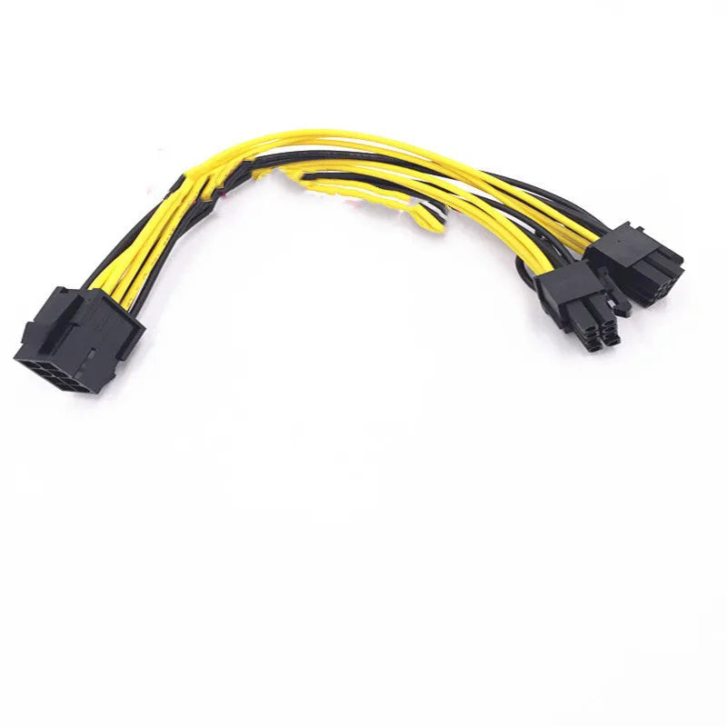 Graphics card power cable adapter with 8-pin female to dual 8-pin male connectors and 21cm oxygen-free copper wiring