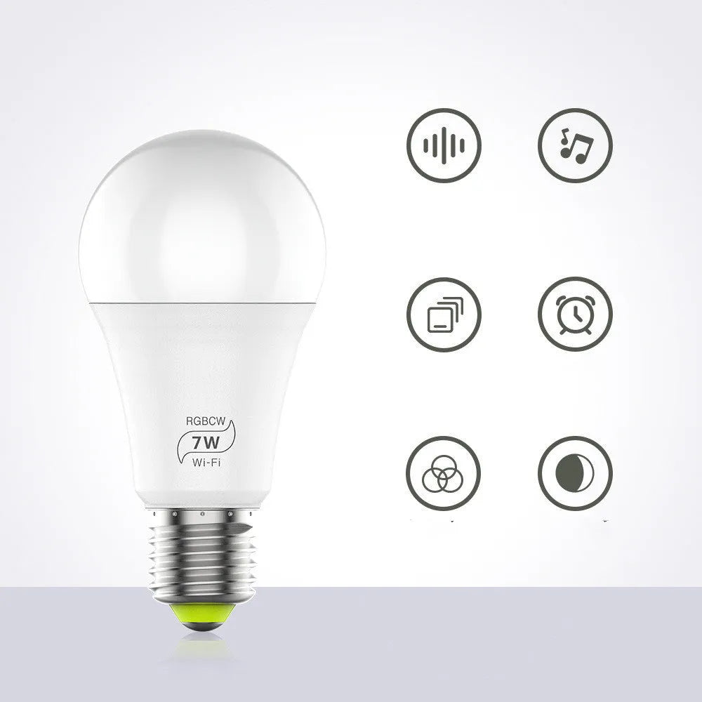Smart WiFi LED light bulb with colour changing capabilities and voice control support
