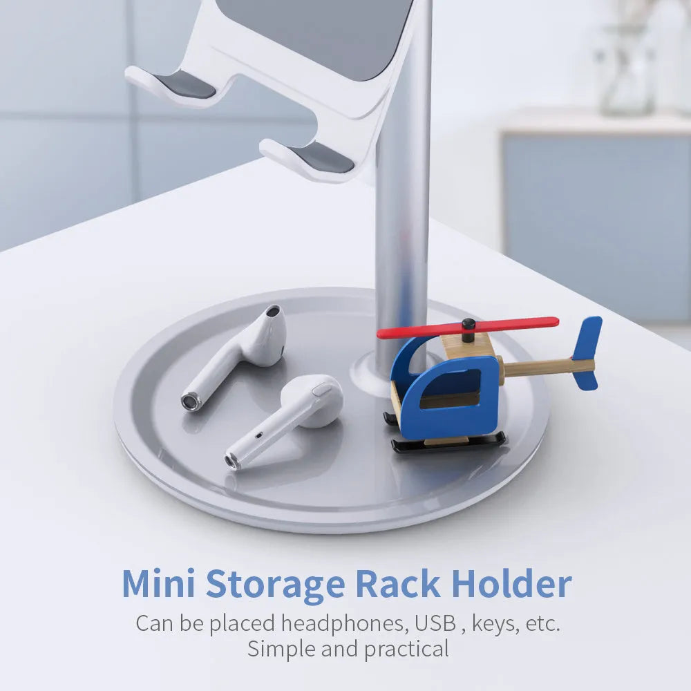 Aluminium alloy mobile phone and tablet desktop stand in black or white colour