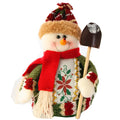 Flannel Christmas snowman decoration in red, green, and white colours measuring 18 by 13 centimetres