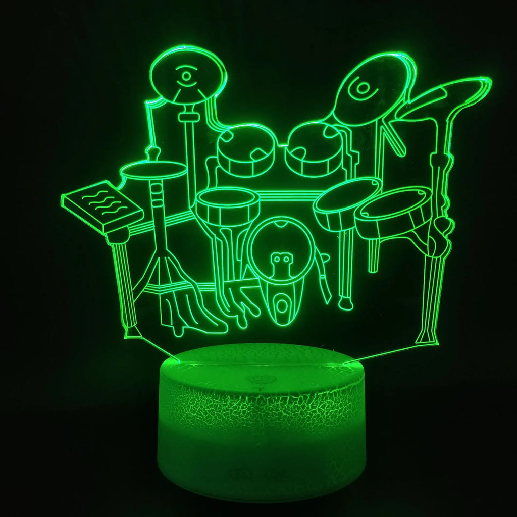 3D acrylic drum kit night light on ABS base with remote control
