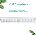 Rechargeable motion sensor LED light strip in cold white and warm white, showing three different lengths.