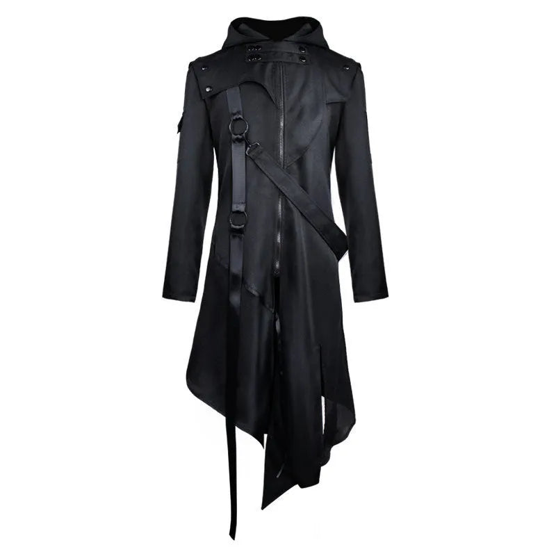 Black polyester Halloween cos coat for adults, fancy dress costume jacket