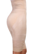 Women's black seamless high waist shapewear shorts laid flat on a white background.