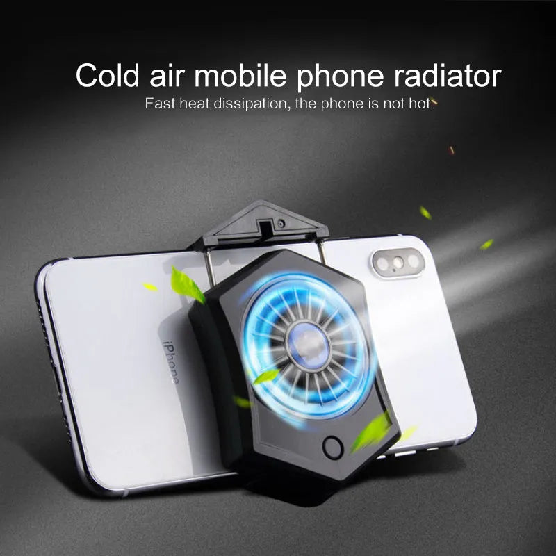 Black and white mobile phone radiator cooling fan with USB connector for gaming consoles
