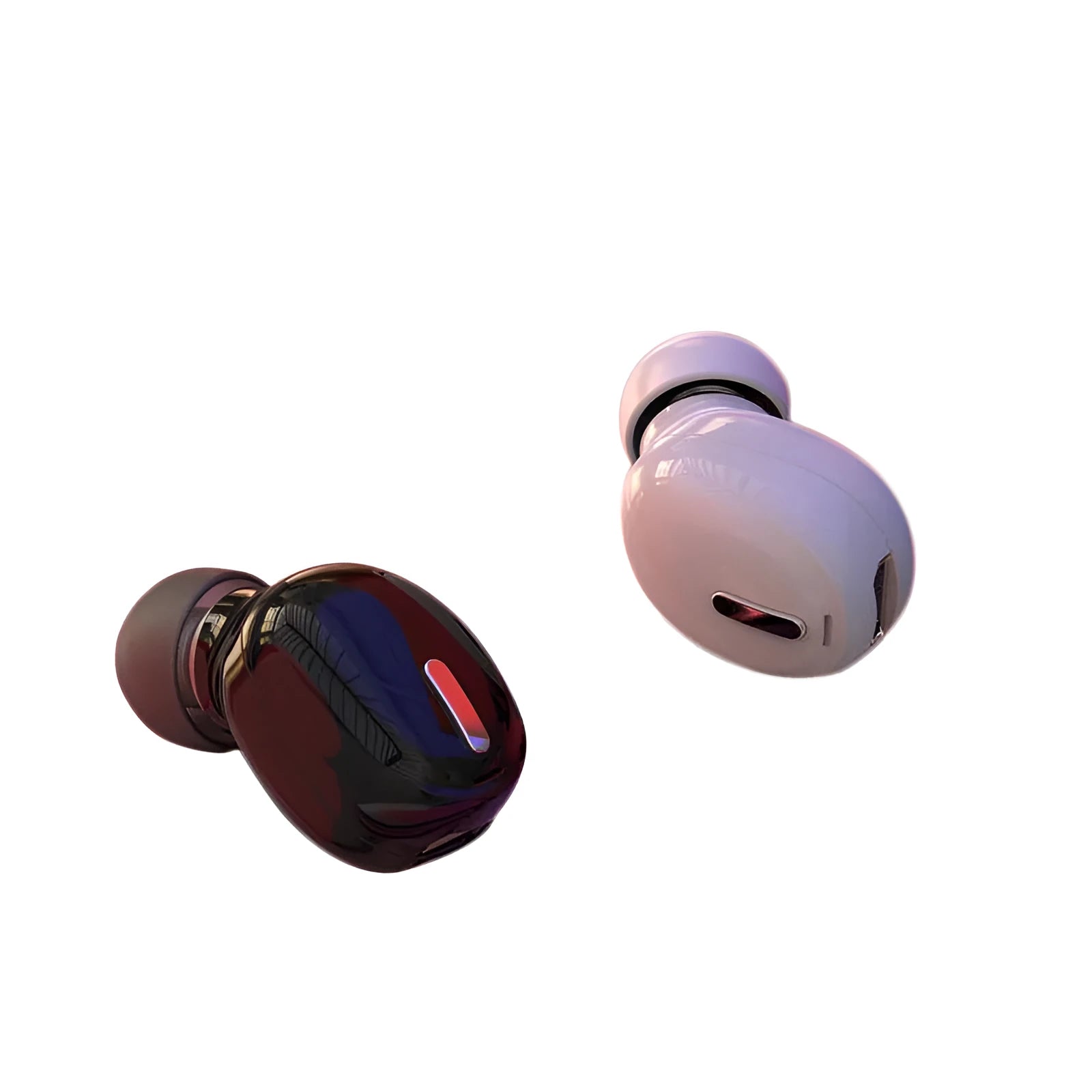 X9 mini single ear Bluetooth headset in black or white metal finish shown as an earplug-style wireless device.