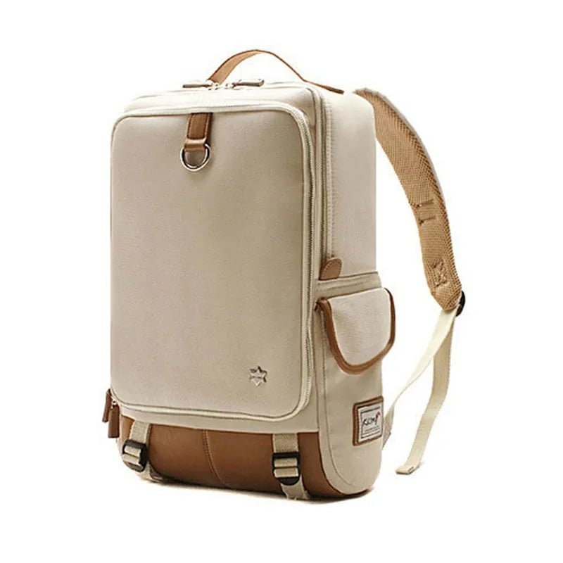 Men's Oxford cloth backpack in a modern Korean design, shown in Army Green colour, with dimensions 30x16x46cm.