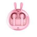Macaron Red coloured TWS true wireless Bluetooth headset with in-ear design on white background