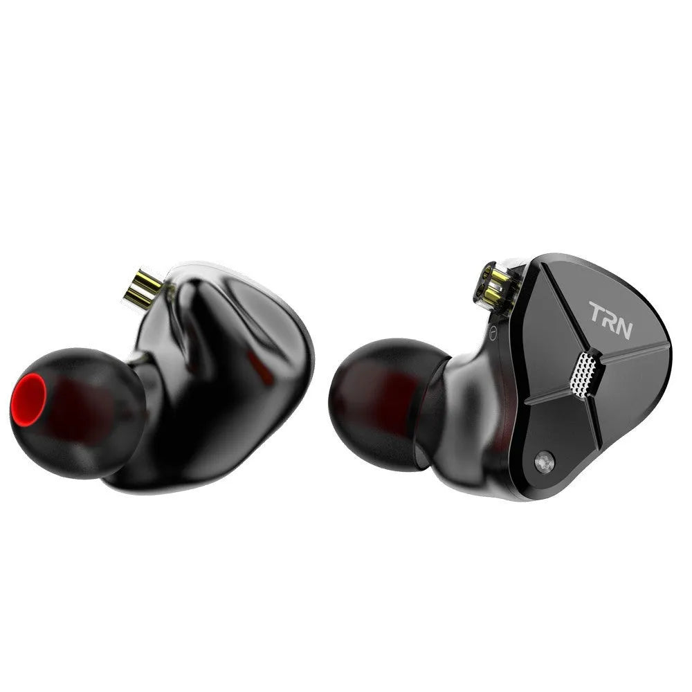 Black in-ear mobile phone headset with straight 3.5mm plug and moving iron drivers