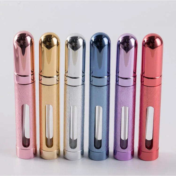 12ml aluminium portable perfume bottle with glass liner in six colour options.
