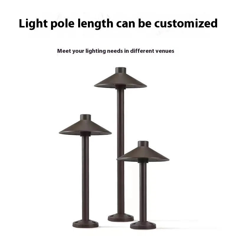 Geometric outdoor lawn lamp in black aluminium with IP65 weather protection for garden floor use
