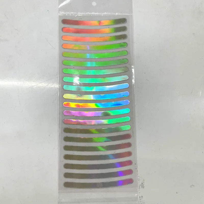 20-piece pack of arc-pattern reflective wheel hub stickers in multiple colour options