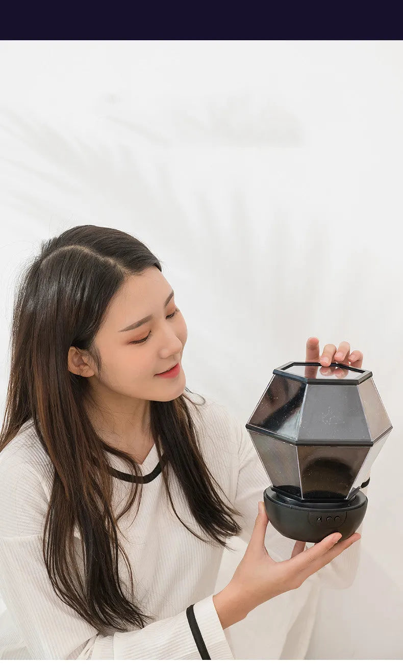 Children's rotating stars LED night light projecting dreamlike starlight patterns