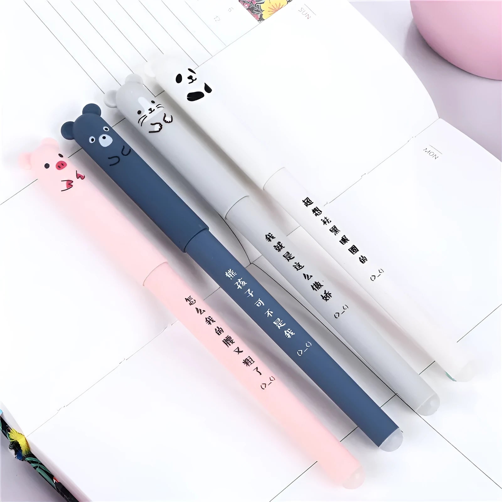 Erasable pen with 0.5mm needle tip and hot friction ink refills in black, blue, red colour options