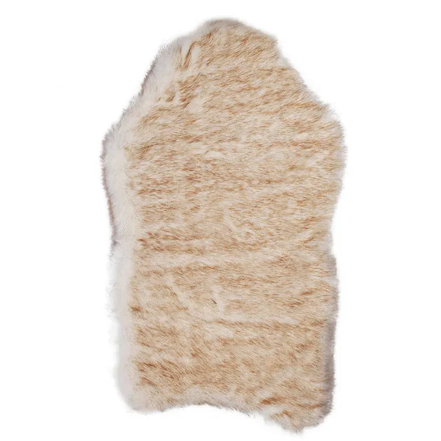 Beige pet dog plush mat on floor with soft 4cm plush surface