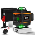 Rotating laser level with orange display showing 16 levelling lines and charging port