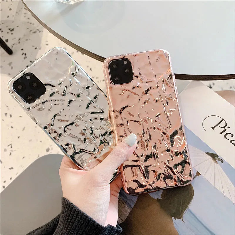 Electroplated metallic TPU iPhone case in rose gold colour showing back cover design