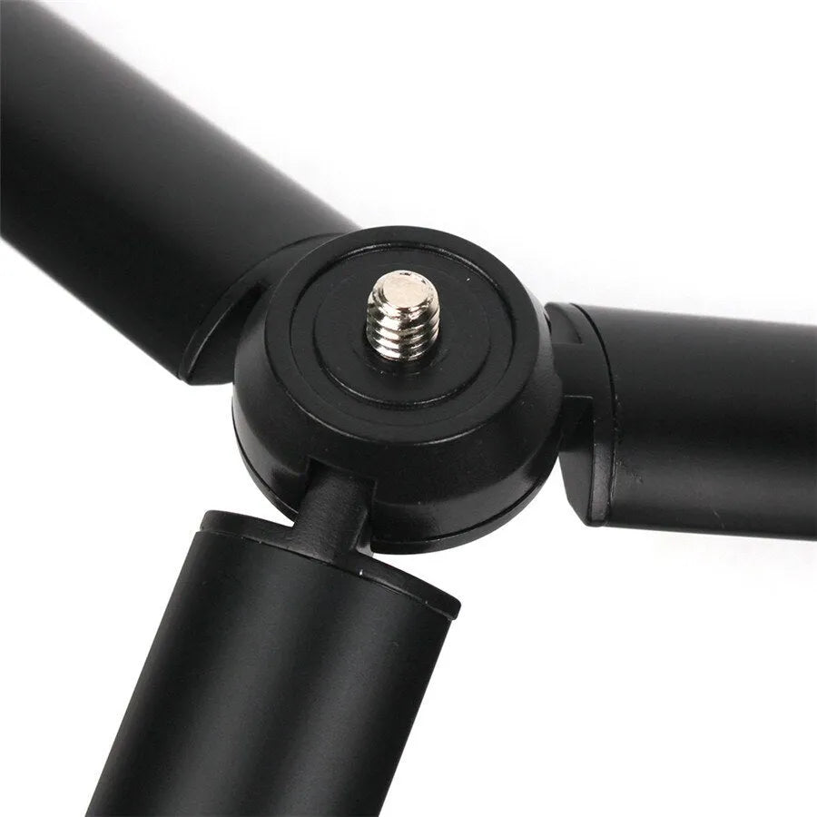 Black aluminium mobile phone tripod stabiliser for Apple iPhone photography