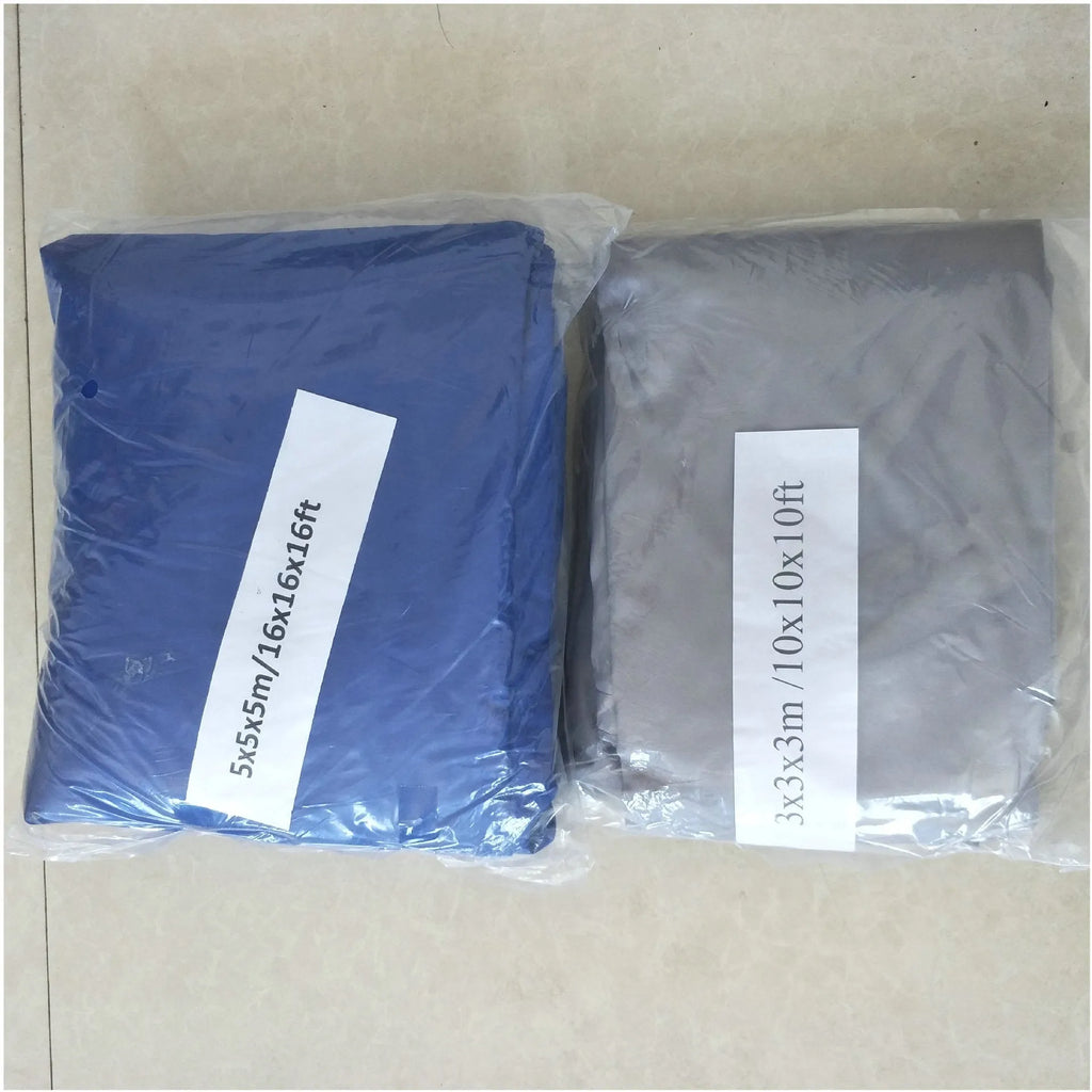 Blue polyester shade sail with curved square shape providing 3x4 metre outdoor coverage