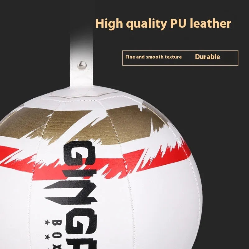 Hanging boxing speed ball for reaction training in black, black and green, or white PU leather.