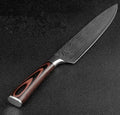 Professional 7Cr17 stainless steel kitchen knife with laser Damascus pattern and coloured wood handle
