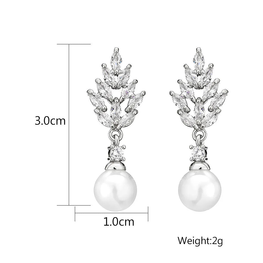 Geometric flower earrings with micro inlaid zircon stones in gold, platinum, or rose gold plating.