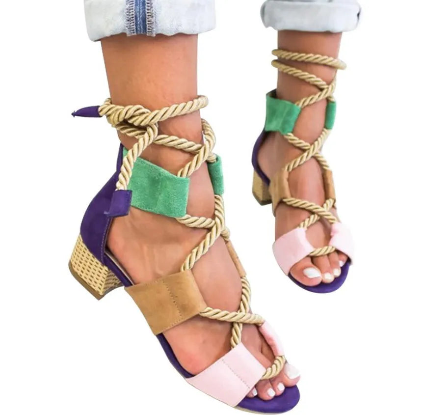 Women's suede platform sandals with front strap and ankle strap in various colours