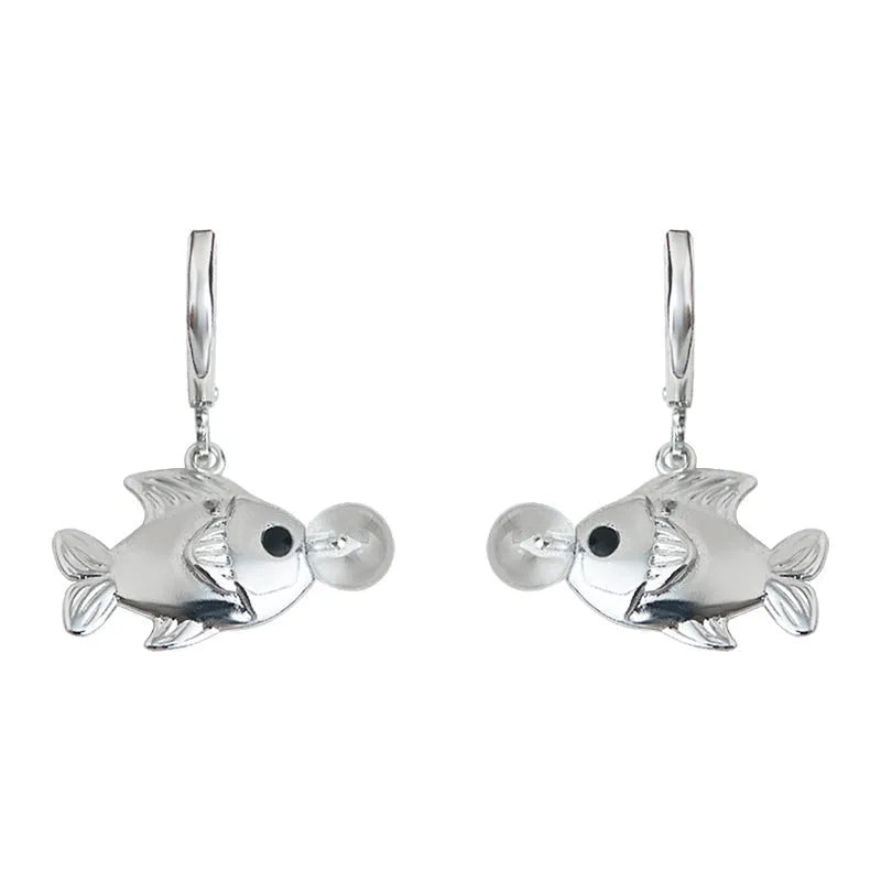Bubble fish design copper earrings with electroplated goldfish detailing for women