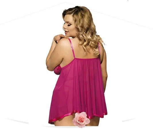 A purple seamless lace sleepdress for women, shown on a hanger, available in sizes up to 6XL.