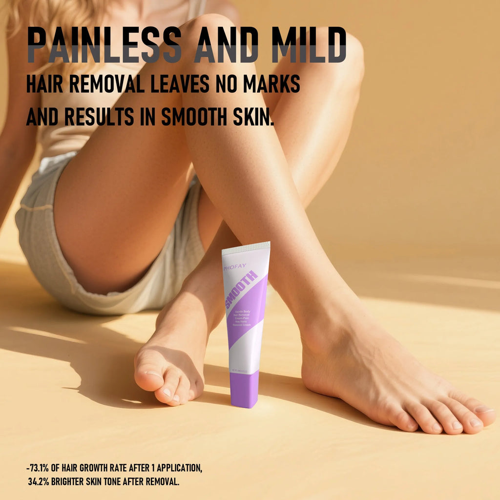 PHOFAY pain free hair removal cream tube with scraper tool for sensitive skin