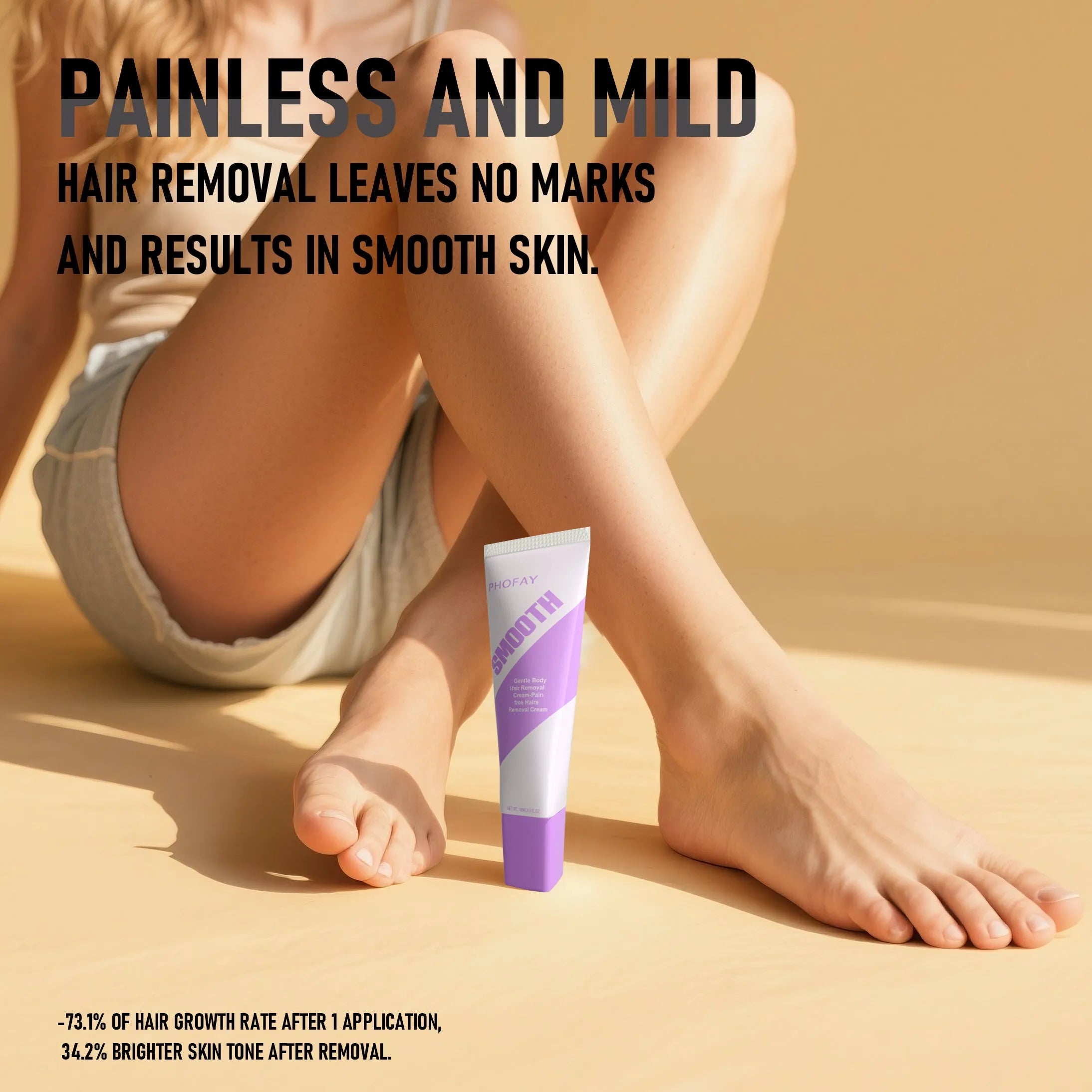 PHOFAY pain free hair removal cream tube with scraper tool for sensitive skin