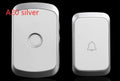 Wireless doorbell transmitter and AC plug-in receiver unit on a table.